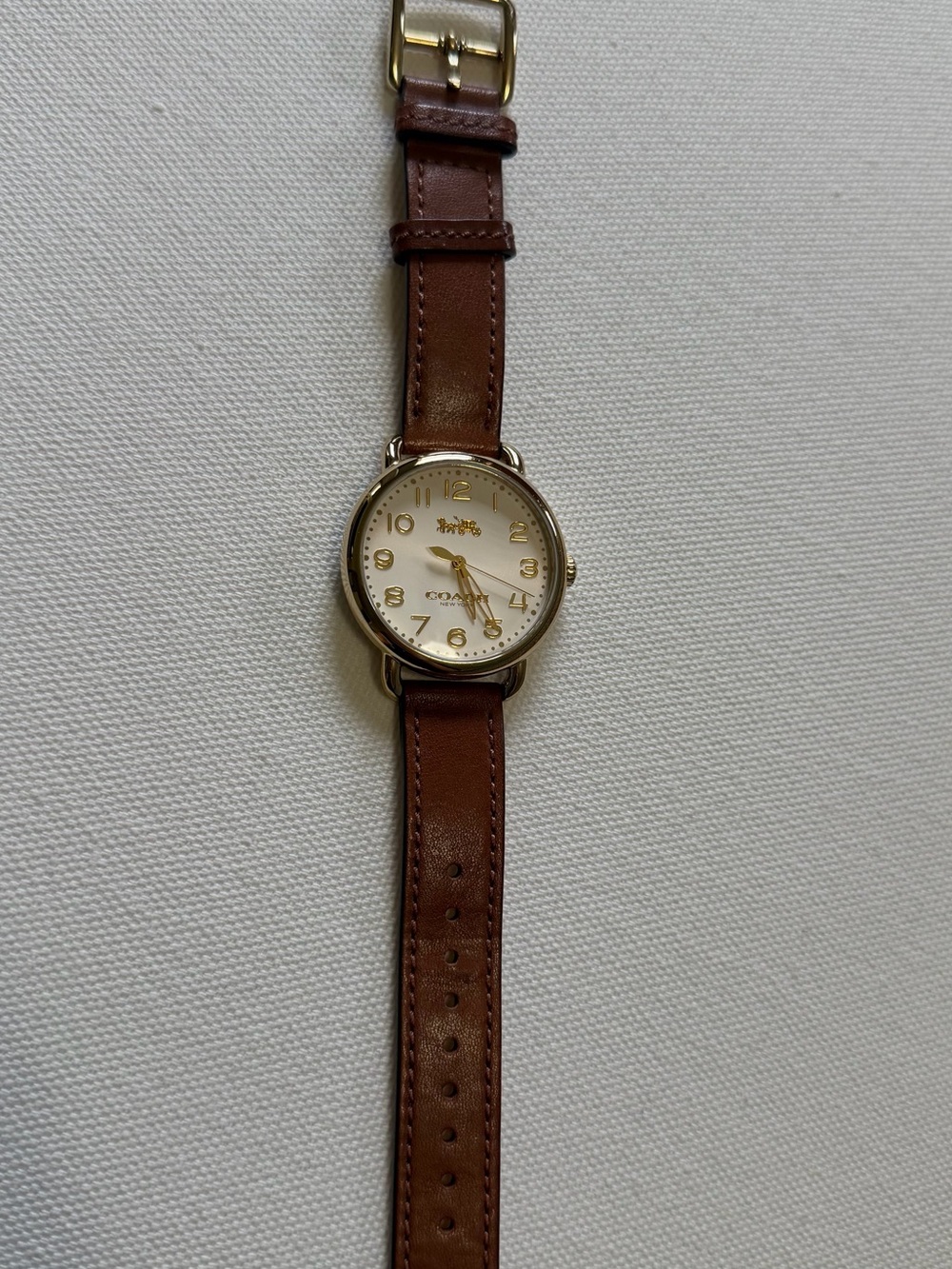 Coach Brown Leather Strap Gold-Tone Dial Woman’s Watch